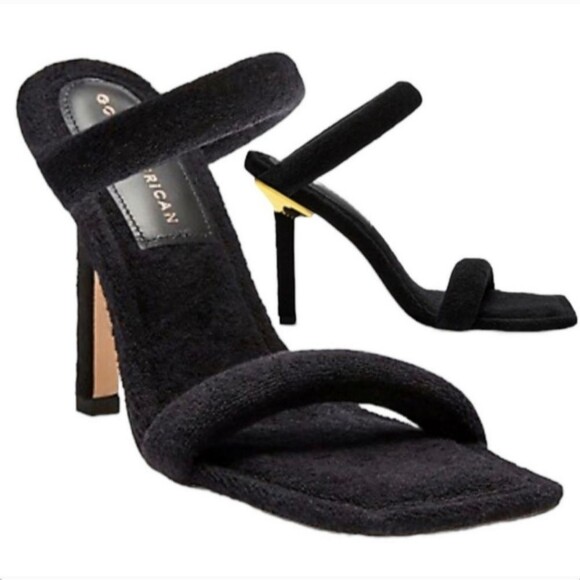 Good American Black Terry Slip On Heeled Sandals Sz 10.5 NEW IN BOX - Picture 1 of 16